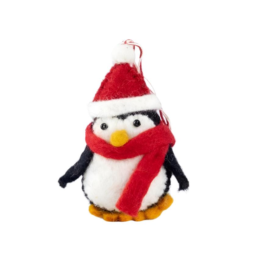 8cm Wool Felt Penguin With Red, Blue & Turquoise Scarf Hand Felted Penguin For Christmas Decor on sale Ornaments: Ethically Made in Nepal