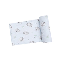 Angel Dear Bamboo Stretch Knit Swaddle Blanket - Gray Elephants (Blue)