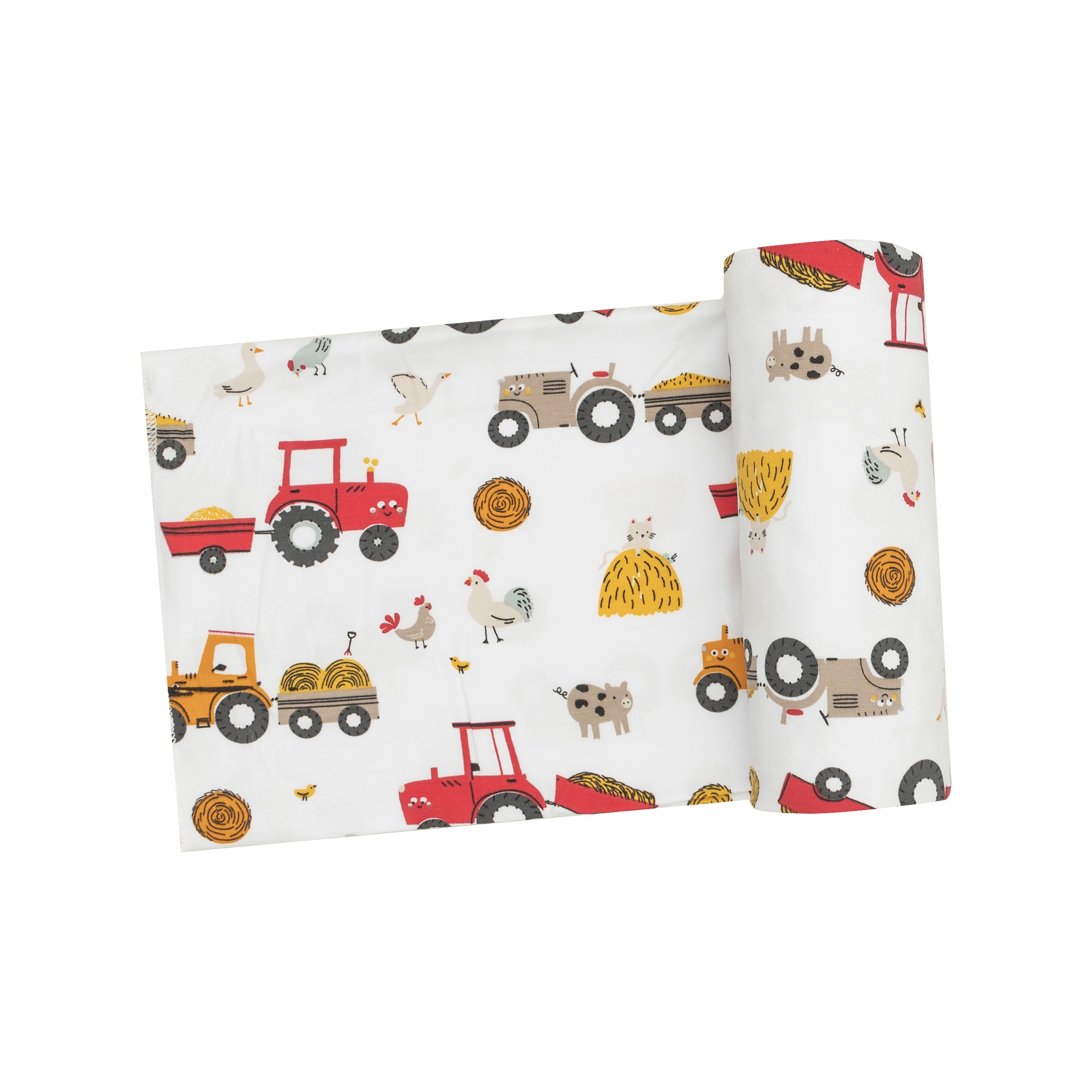 Angel Dear Bamboo Stretch Knit Swaddle Blanket - Happy Tractors