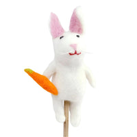 Felted Wool Finger Puppet - Rabbit w/ Carrot