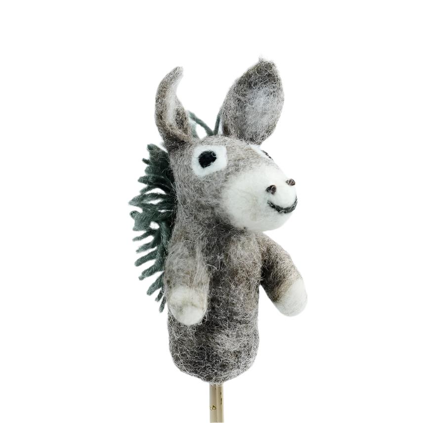 Felted Wool Finger Puppet - Donkey