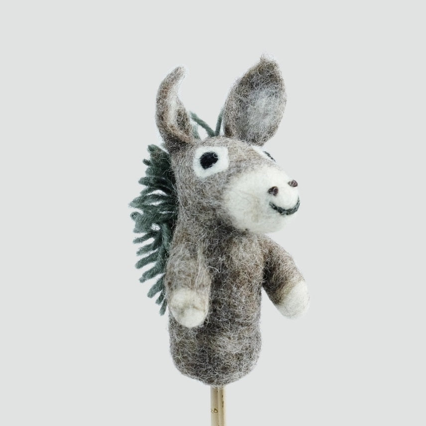 Felted Wool Finger Puppet - Donkey