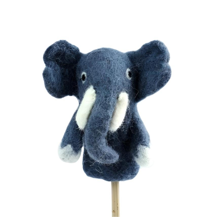 Felted Wool Finger Puppets from The Winding Road - Elephant