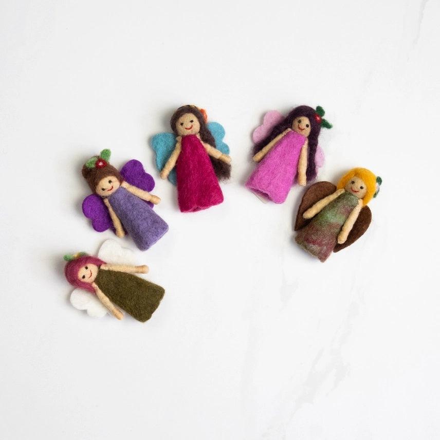 Felted Wool Finger Puppets from The Winding Road - Fairies