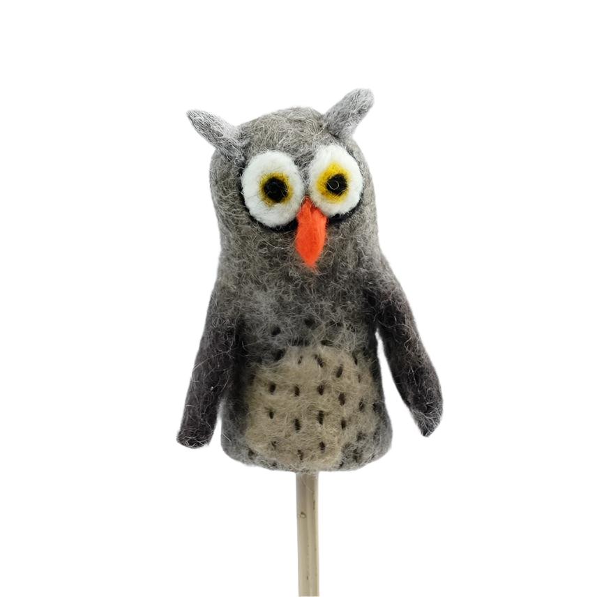 Felted Wool Finger Puppet - Owl