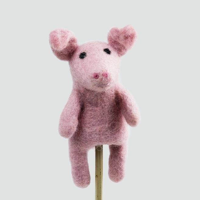 Felted Wool Finger Puppet - Pig