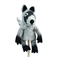 Felted Wool Finger Puppet - Raccoon