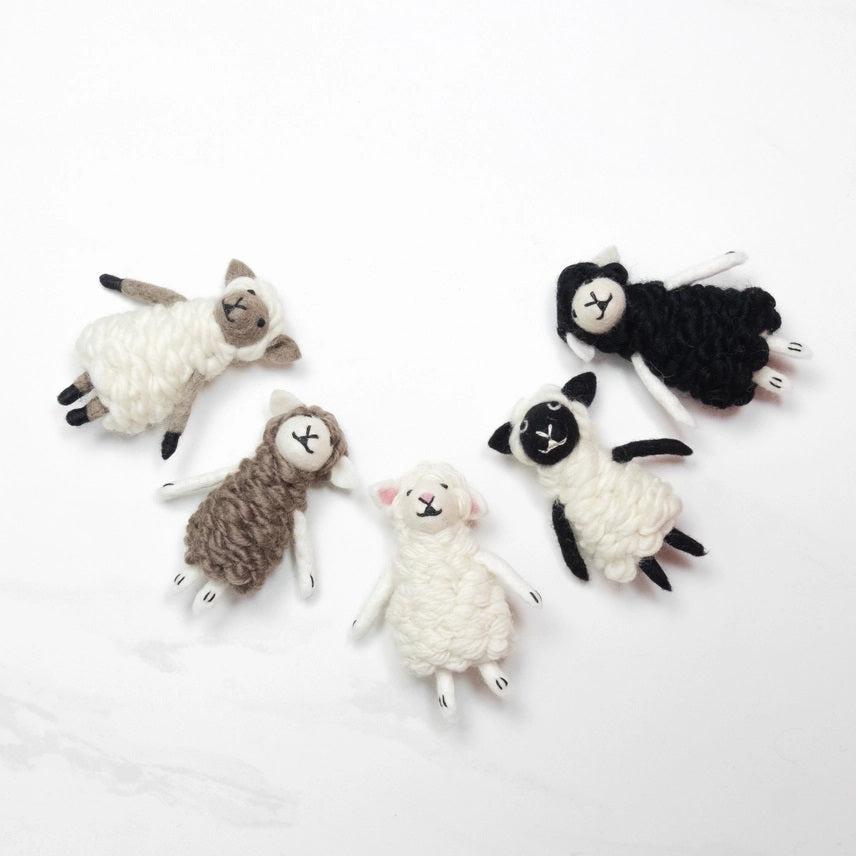 Felted Wool Finger Puppets from The Winding Road - Sheep