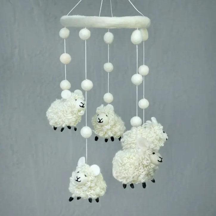 Felted Wool Mobiles from The Winding Road - Sheep (White)