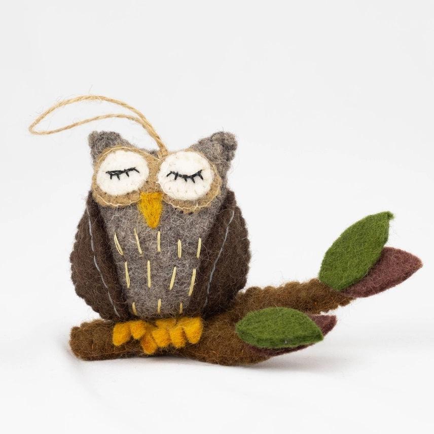 Felted Wool Ornaments from The Winding Road - Forest Animals (Owl)