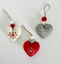 Felted Wool Ornaments from The Winding Road - Hearts