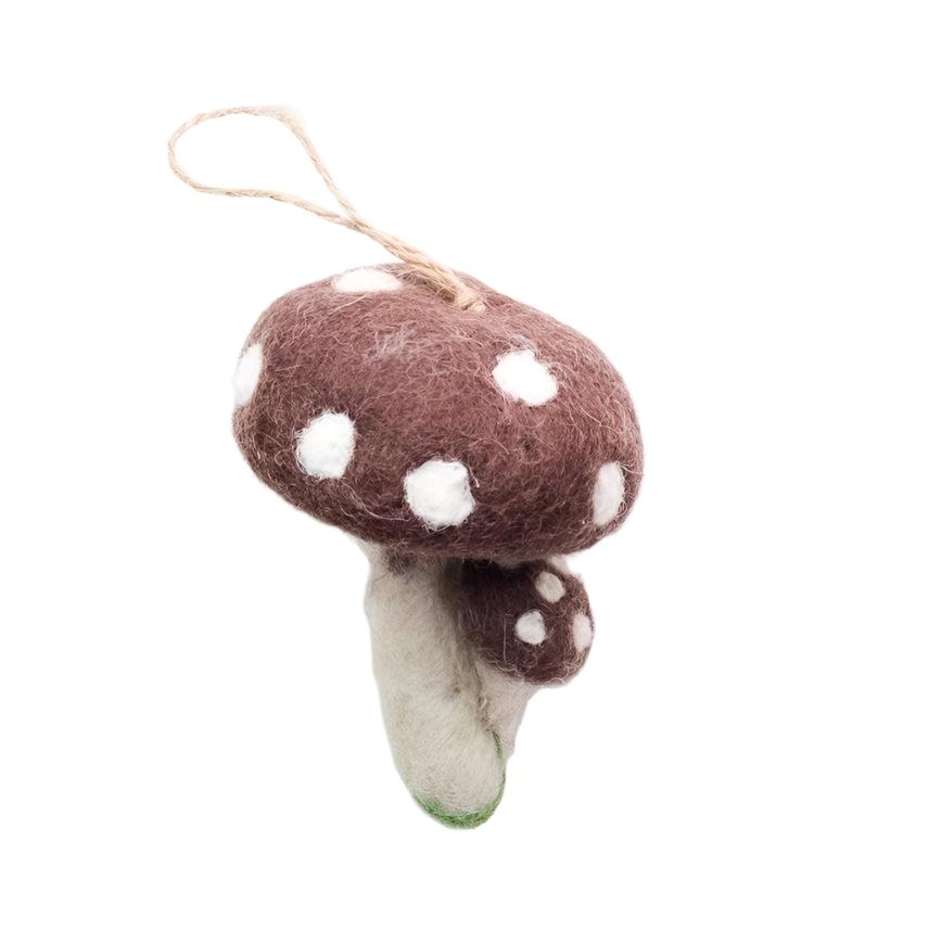 Felted Wool Ornaments from The Winding Road - Brown Mushroom