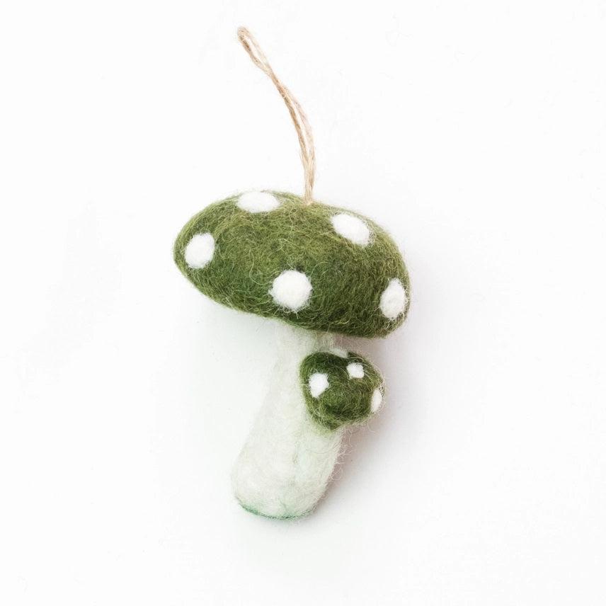 Felted Wool Ornaments from The Winding Road - Dark Green Mushroom