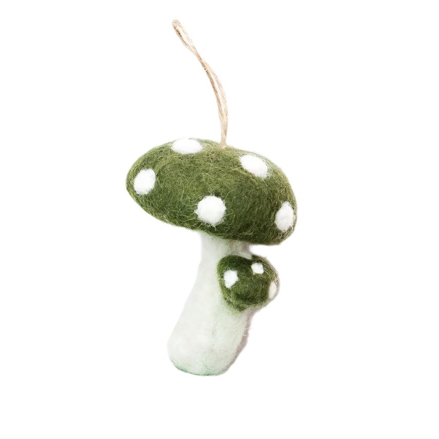 Felted Wool Ornaments from The Winding Road - Dark Green Mushroom