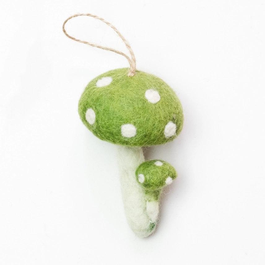 Felted Wool Ornaments from The Winding Road - Light Green Mushroom