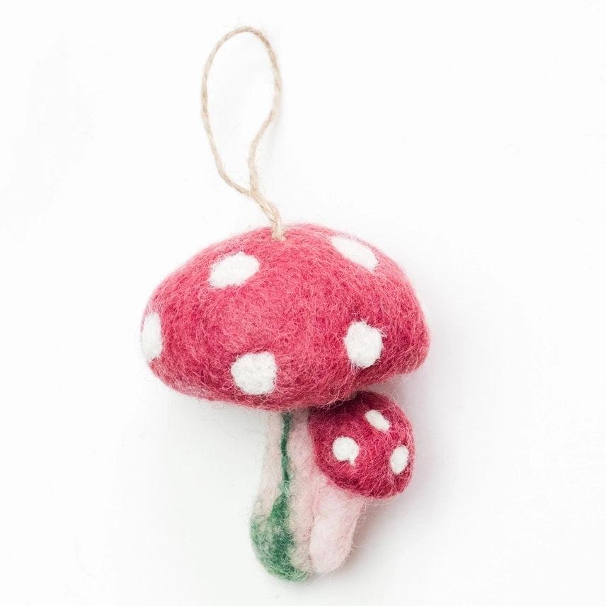 Felted Wool Ornaments from The Winding Road - Pink Mushroom