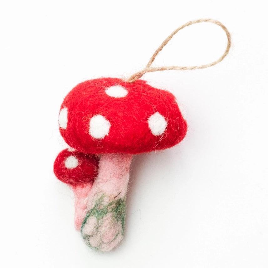 Felted Wool Ornaments from The Winding Road - Red Mushroom