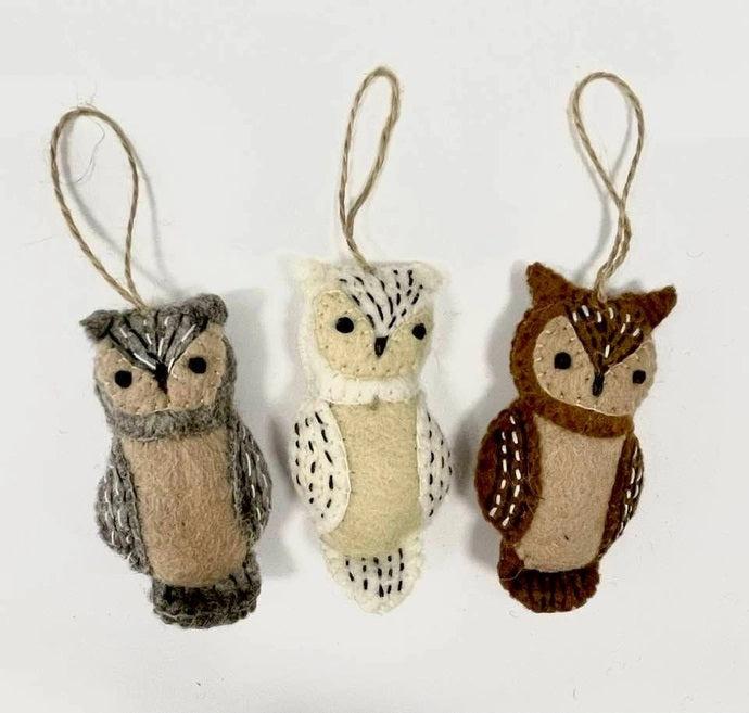 Felted Wool Ornaments from The Winding Road - Owl