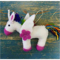 Felted Wool Ornaments from The Winding Road - Rainbow Unicorn