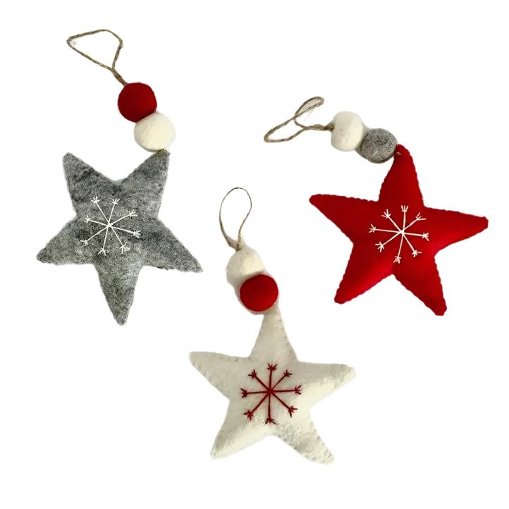 Felted Wool Ornaments from The Winding Road - Stars