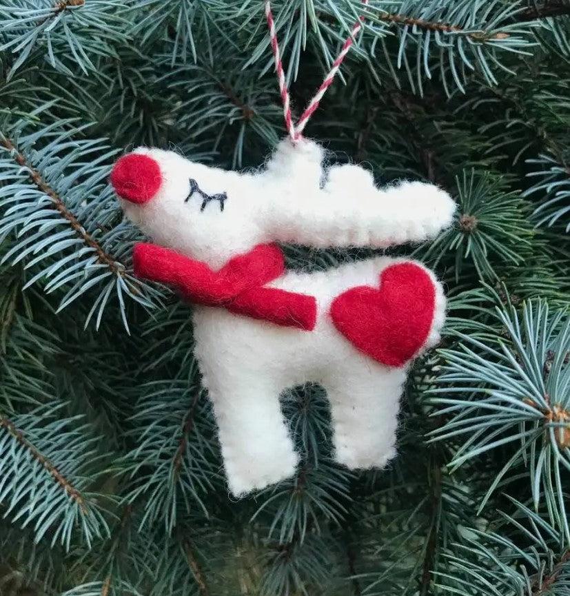 Felted Wool Ornaments from The Winding Road - White Reindeer