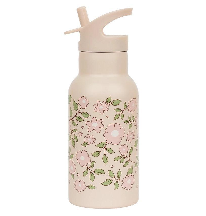 Insulated Stainless Steel Water Bottle w/ Straw - Pink Blossoms