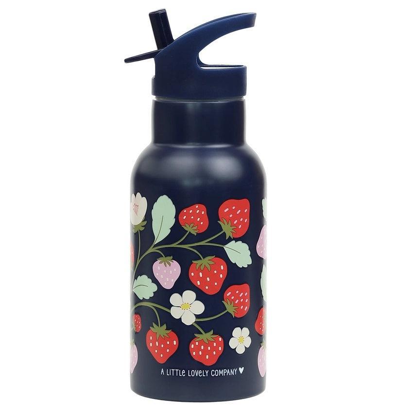 Insulated Stainless Steel Water Bottle w/ Straw - Strawberries