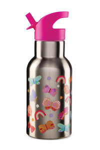 Insulated Stainless Steel Water Bottle w/ Straw - Butterfly Garden