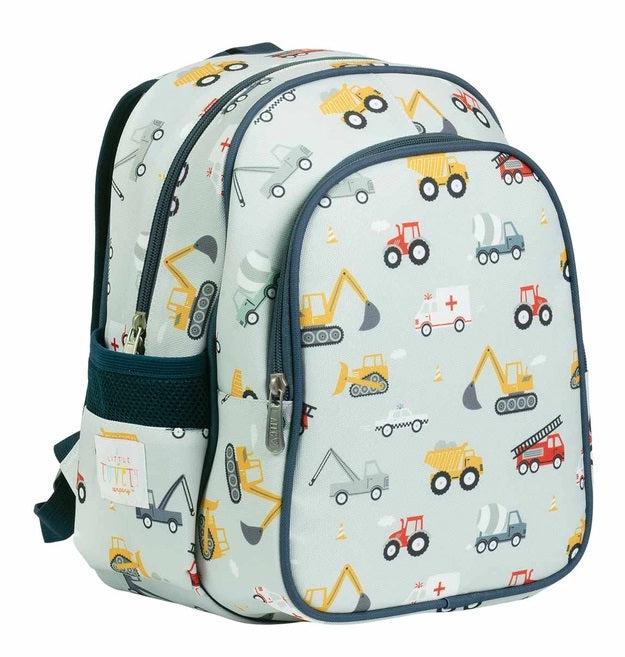 Kids' Backpack w/ Insulated Front Pocket - Construction Vehicles