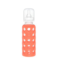 Lifefactory 9 oz Glass Baby Bottles with Silicone Sleeve - Papaya