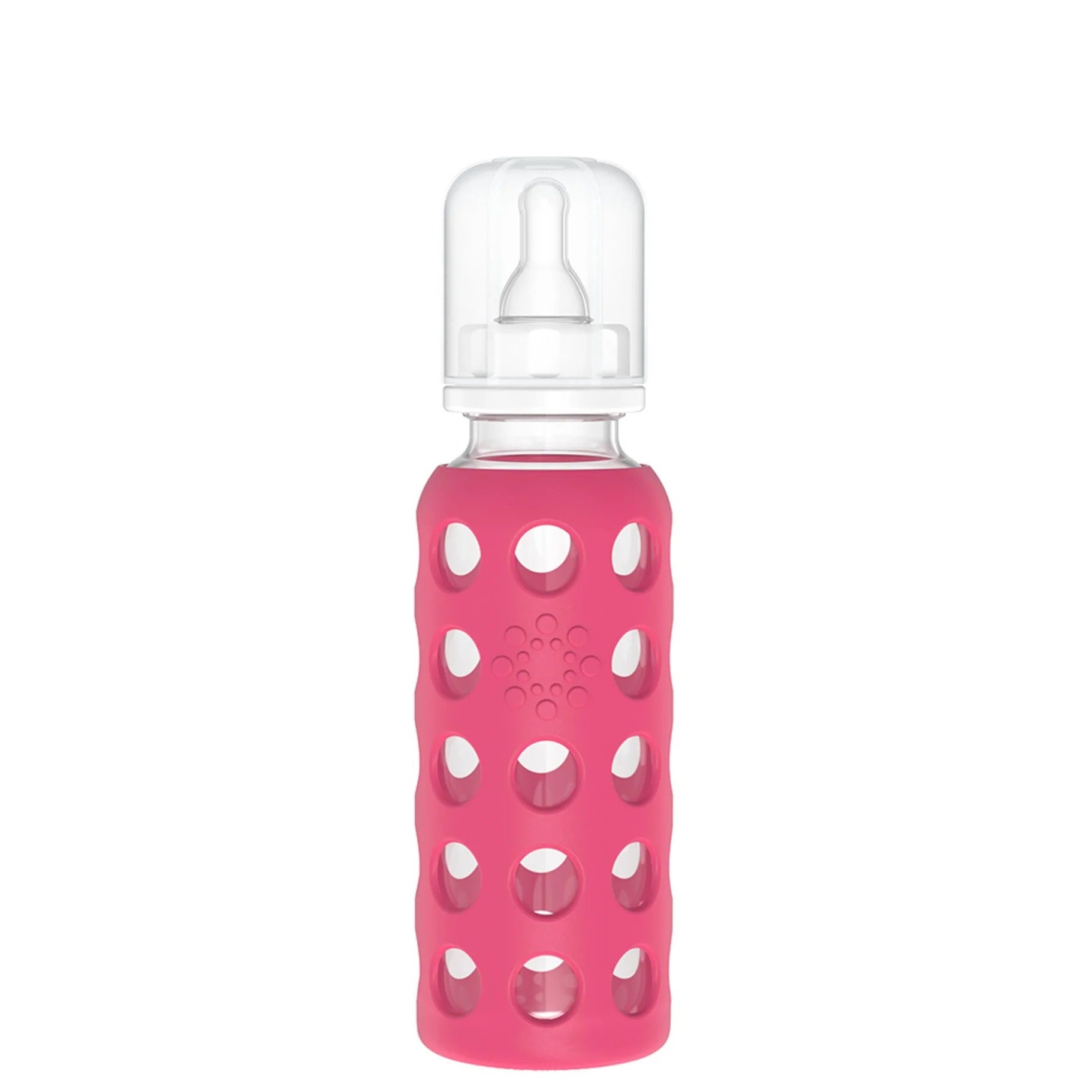 Lifefactory 9 oz Glass Baby Bottles with Silicone Sleeve - Raspberry