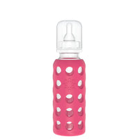 Lifefactory 9 oz Glass Baby Bottles with Silicone Sleeve - Raspberry