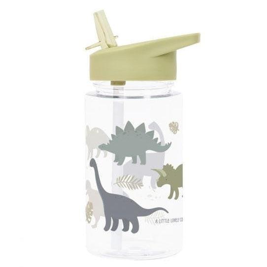 Plastic Water Bottle w/ Straw - Dinosaurs