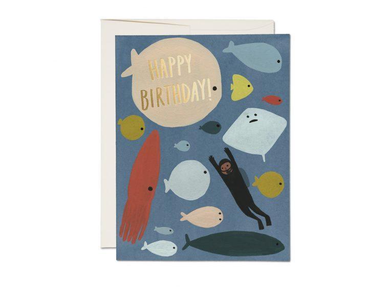 Red Cap Birthday Cards - Scuba