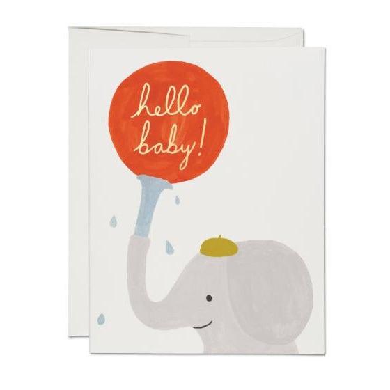 Red Cap New Baby Cards - Little Elephant