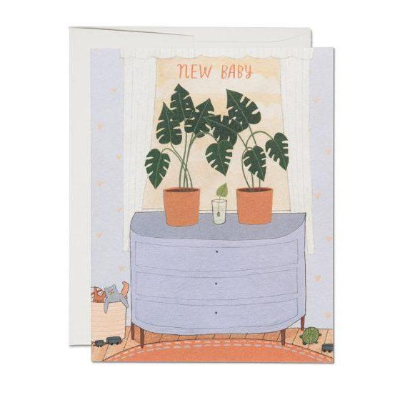 Red Cap New Baby Cards - Nursery Plants