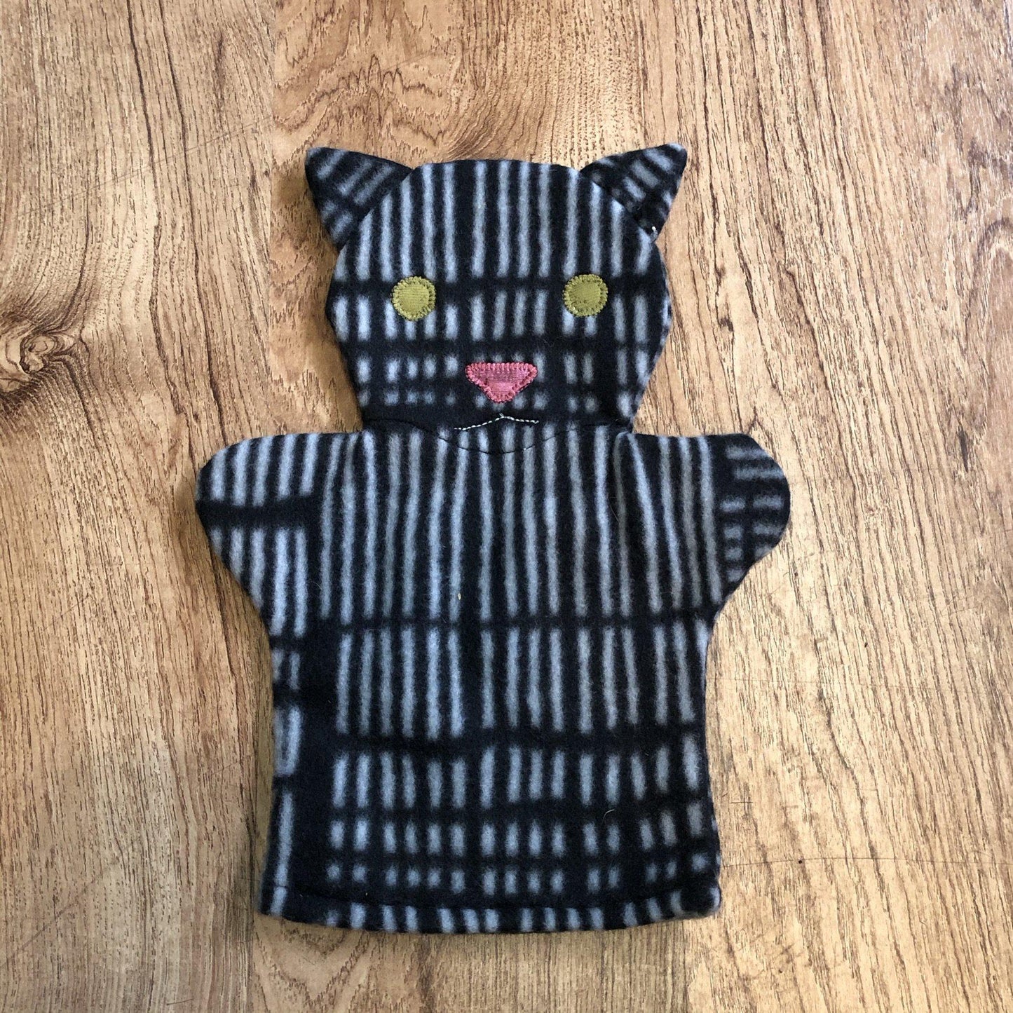 Fleece Hand Puppets - Grey/Black Stripe Cat