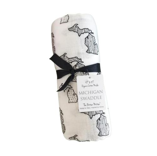 Michigan Organic Cotton Muslin Swaddle by The Bitten Mitten - Black