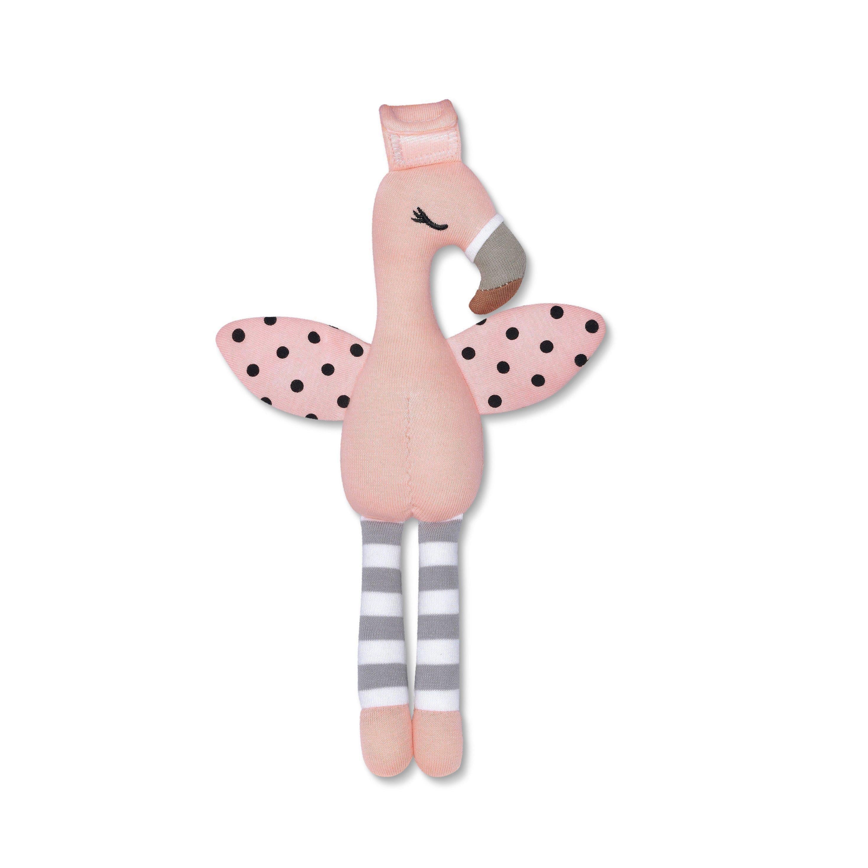 Organic Farm Buddies Pacifier Toys - Franny Flamingo