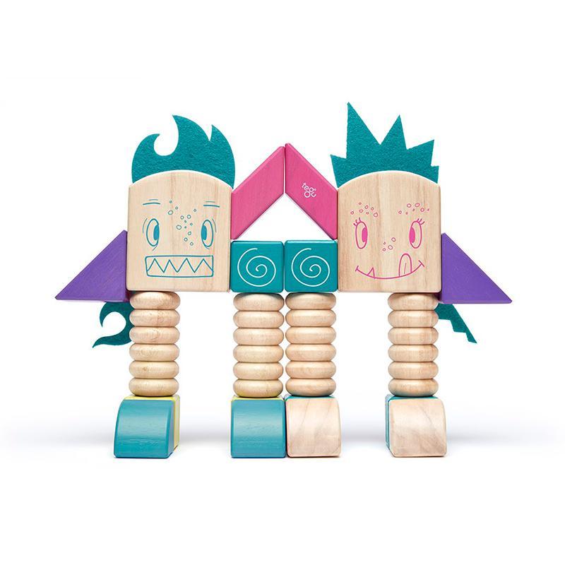 Tegu Beans & Tumtum Magnetic Wooden Block Sticky Monsters (30 Pieces)