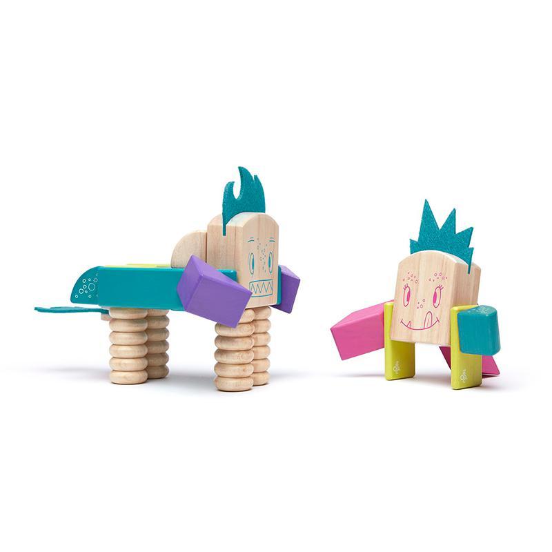 Tegu Beans & Tumtum Magnetic Wooden Block Sticky Monsters (30 Pieces)