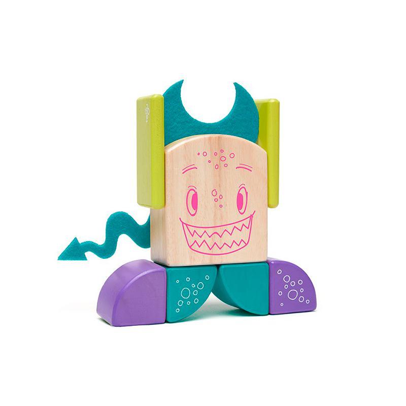 Tegu Pip Magnetic Wooden Block Sticky Monsters (8 Pieces)